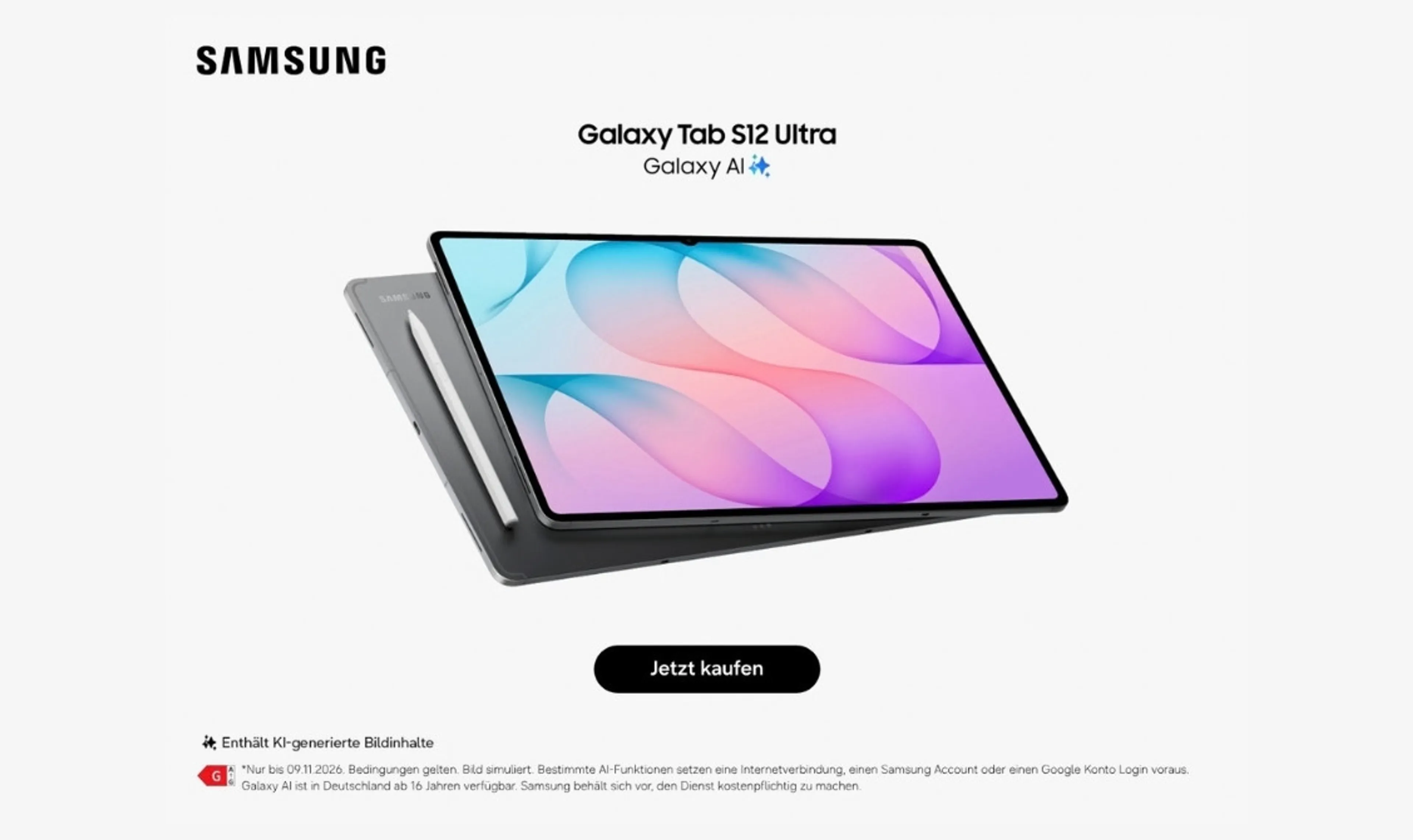 10% Rabatt das neue Galaxy Tab S12 + gratis Book Cover Keyboard Slim Black