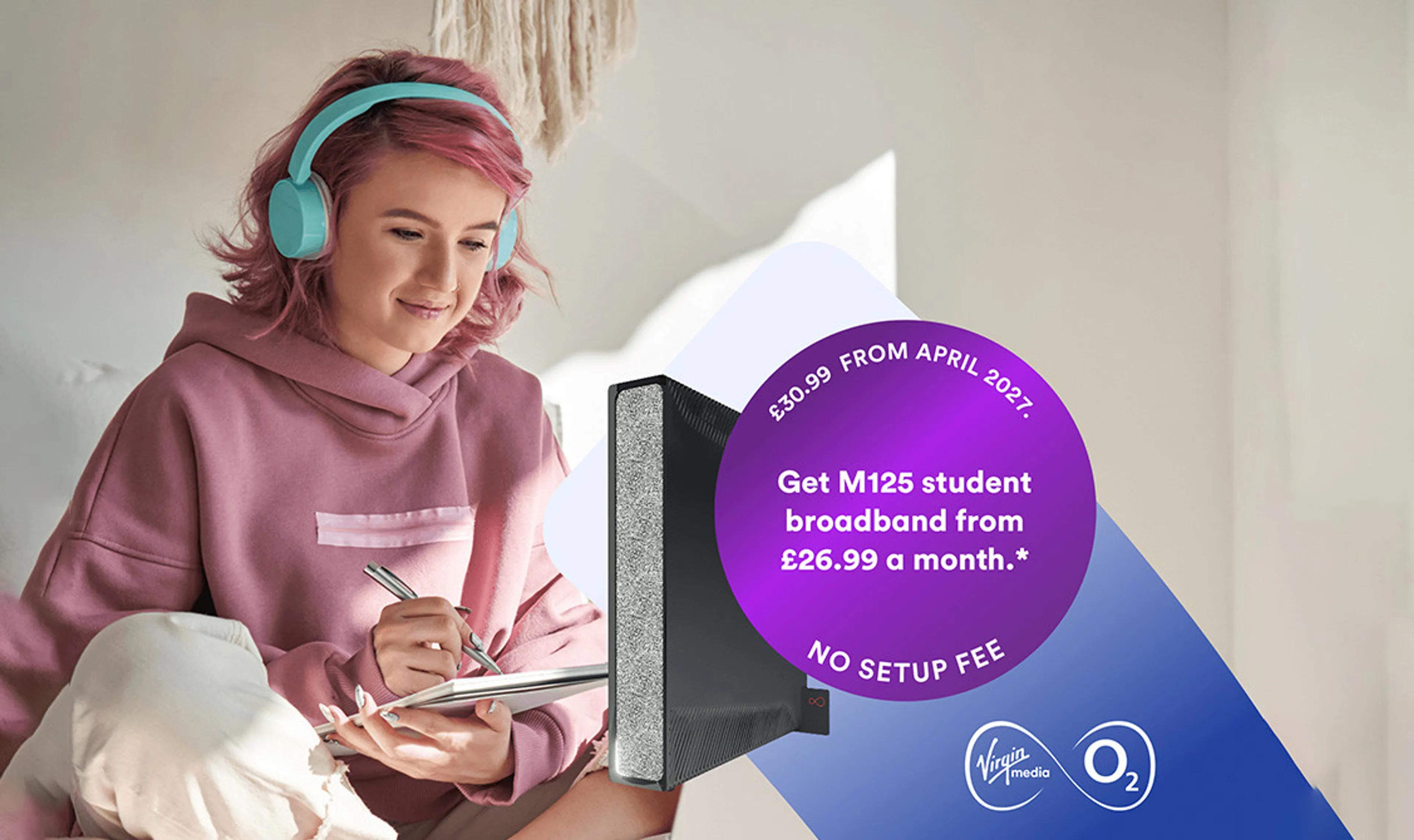 Get M125 student broadband from £26.99 per month
