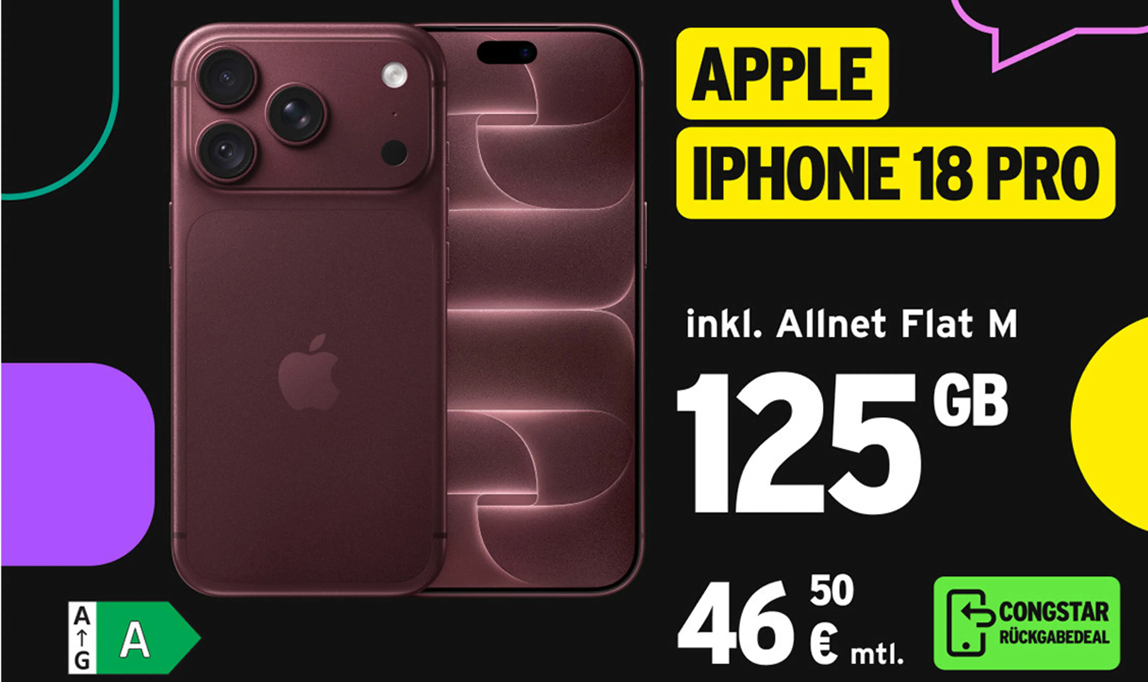 iPhone 18 Pro 256 GB mit congstar Allnet Flat M
