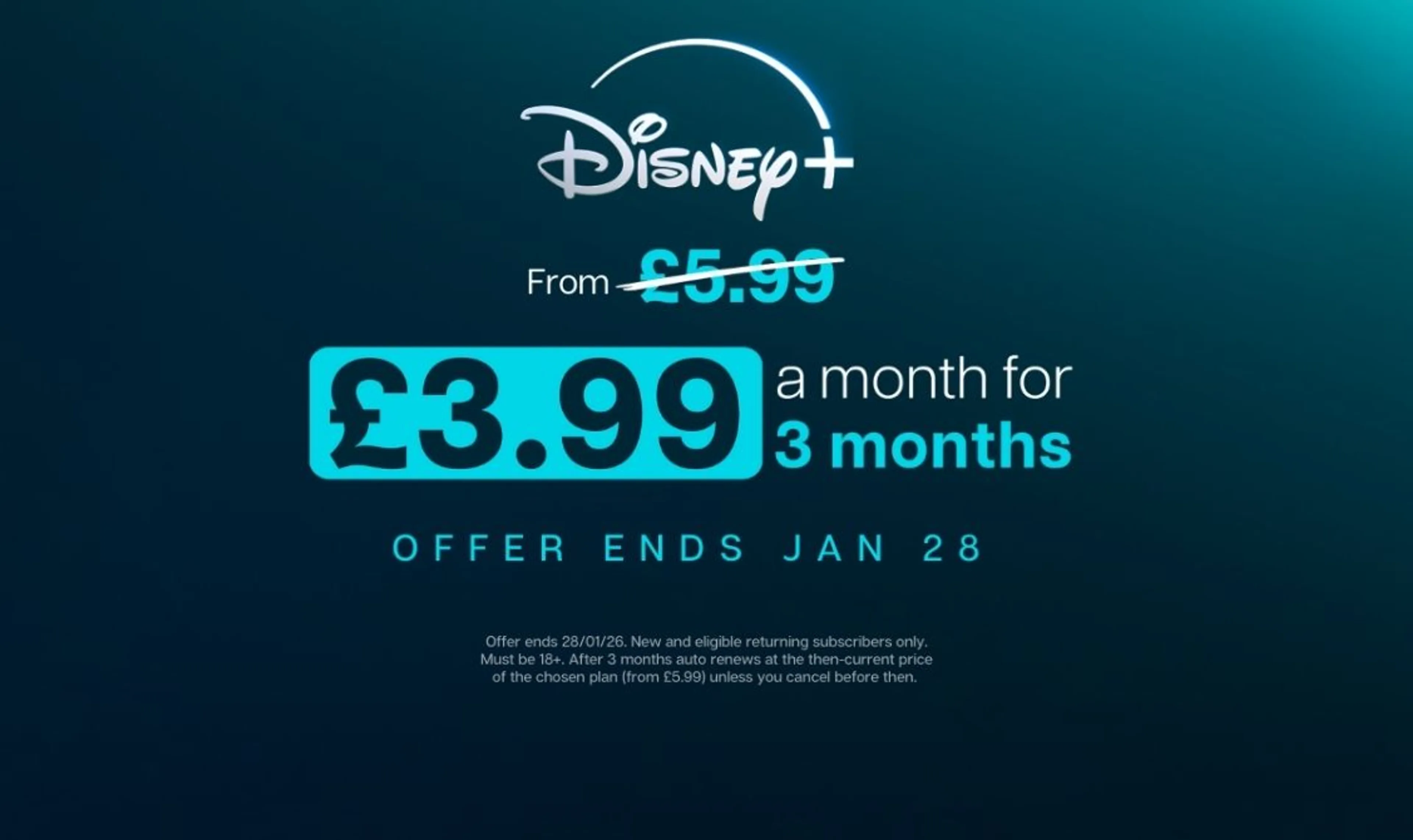 3 months Disney+ from £3.99