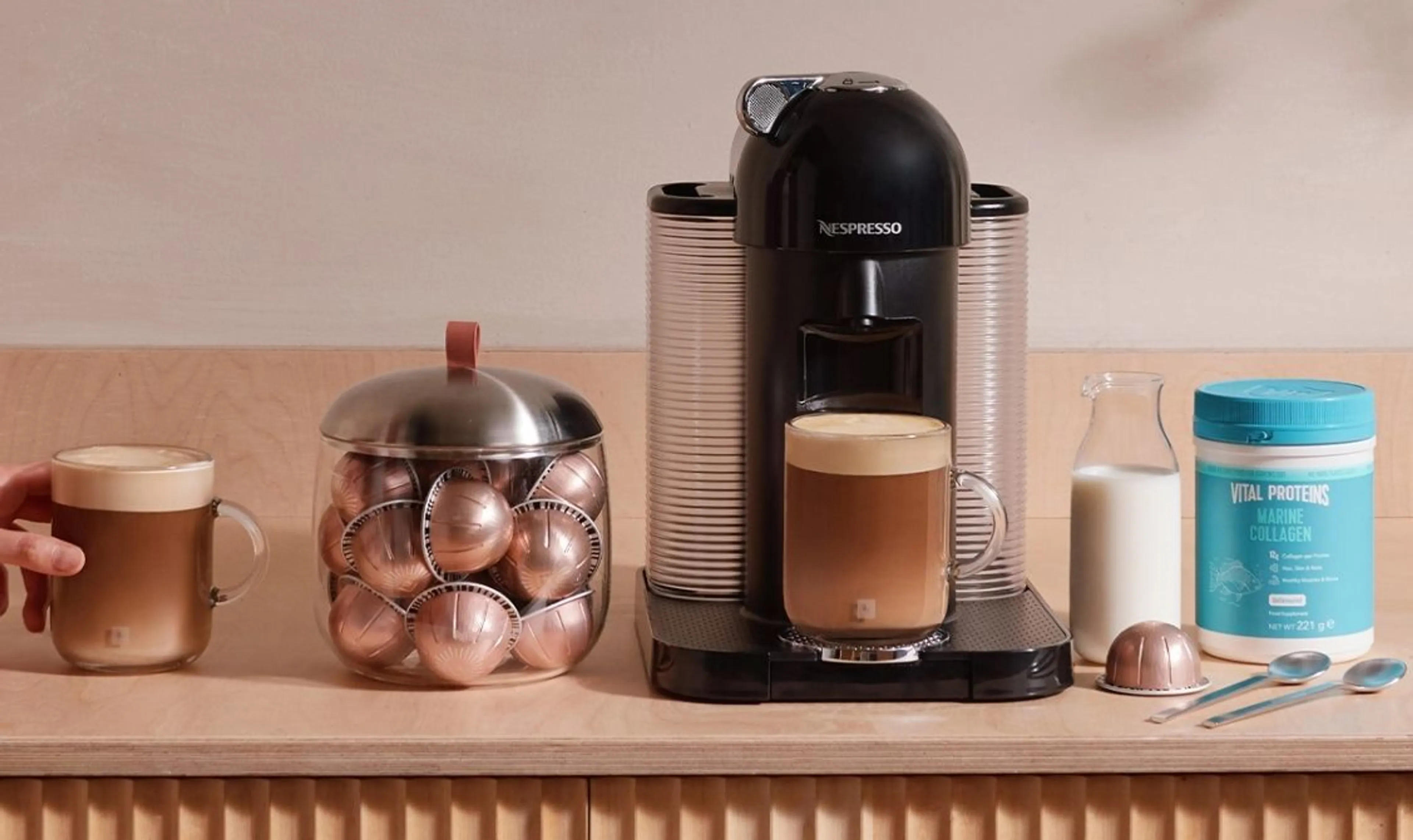 Vertuo Evoluo + 50 Coffees + Marine Collagen Tub from £89 RRP £219*