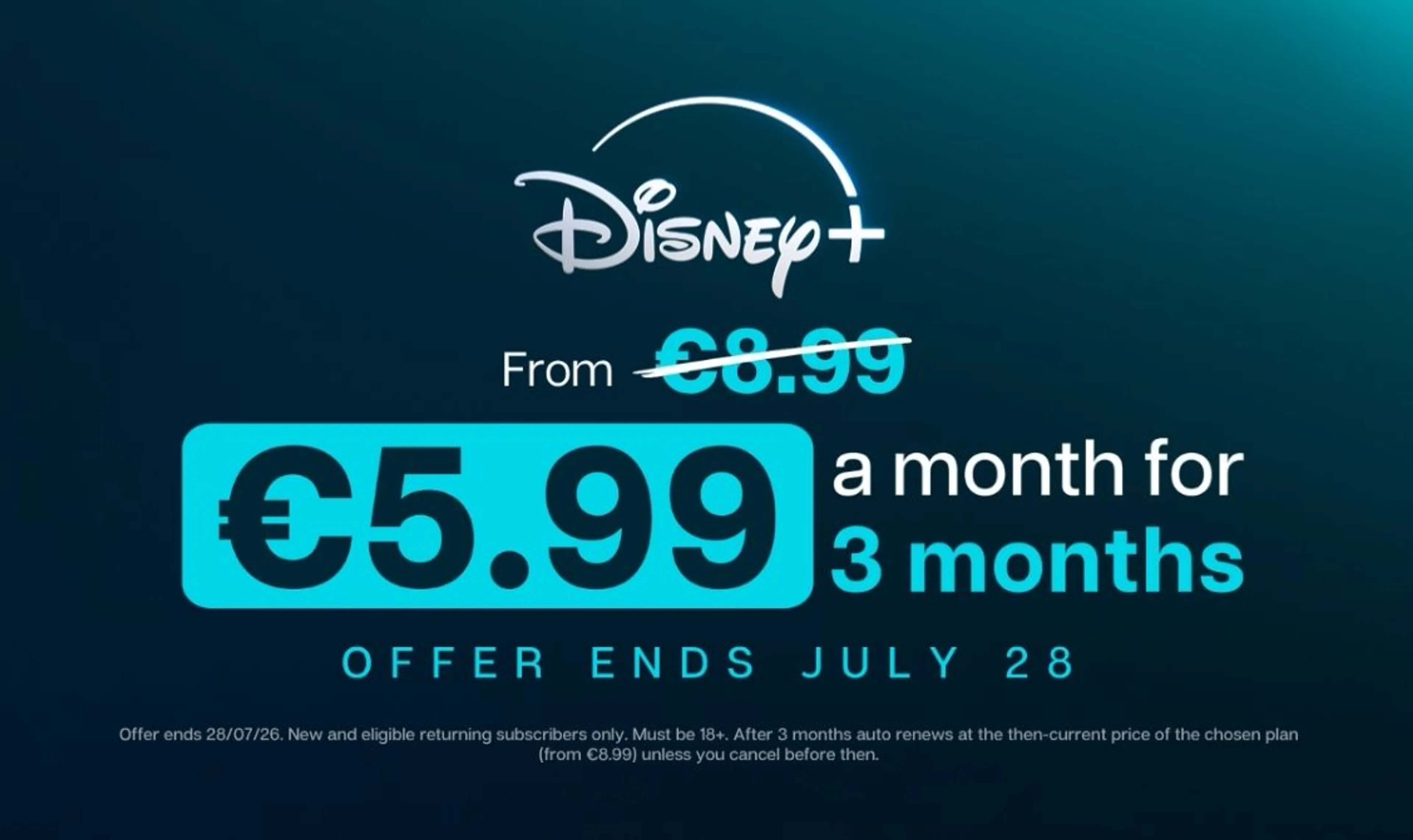 Stream Disney+ from €5.99 a month