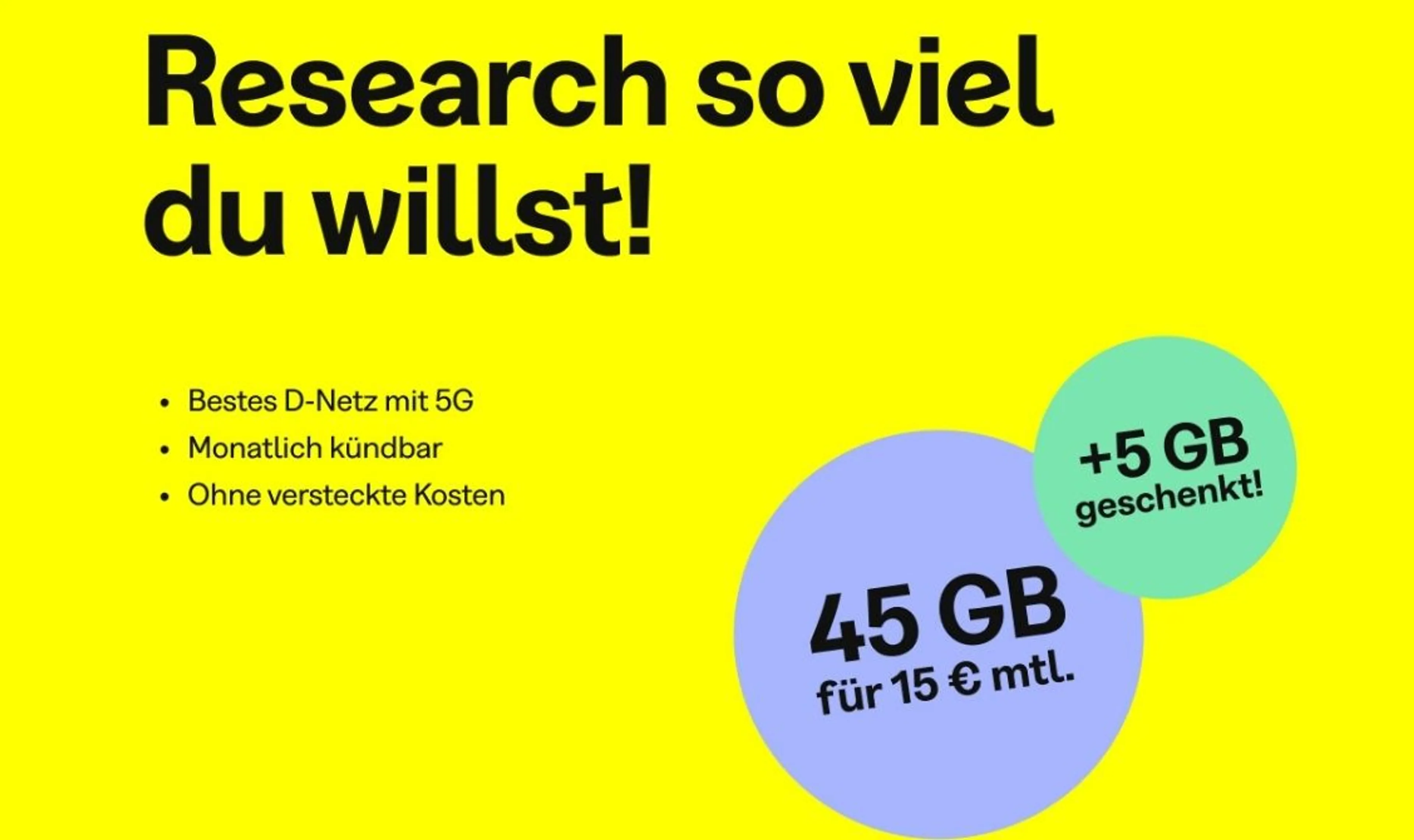 5 GB Geschenkt! 50 GB statt 45 GB für 15€
