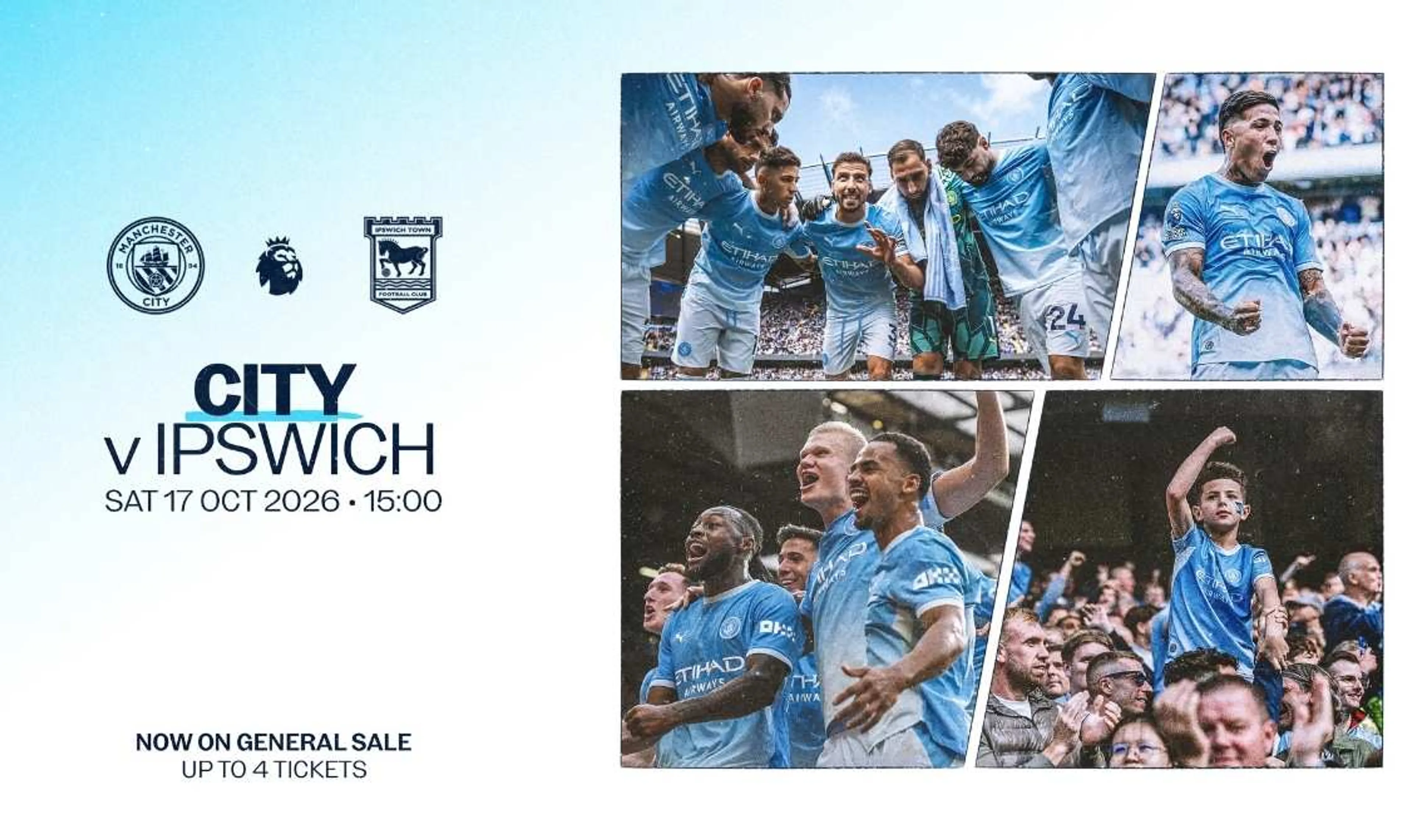 Man City v Ipswich general sale tickets