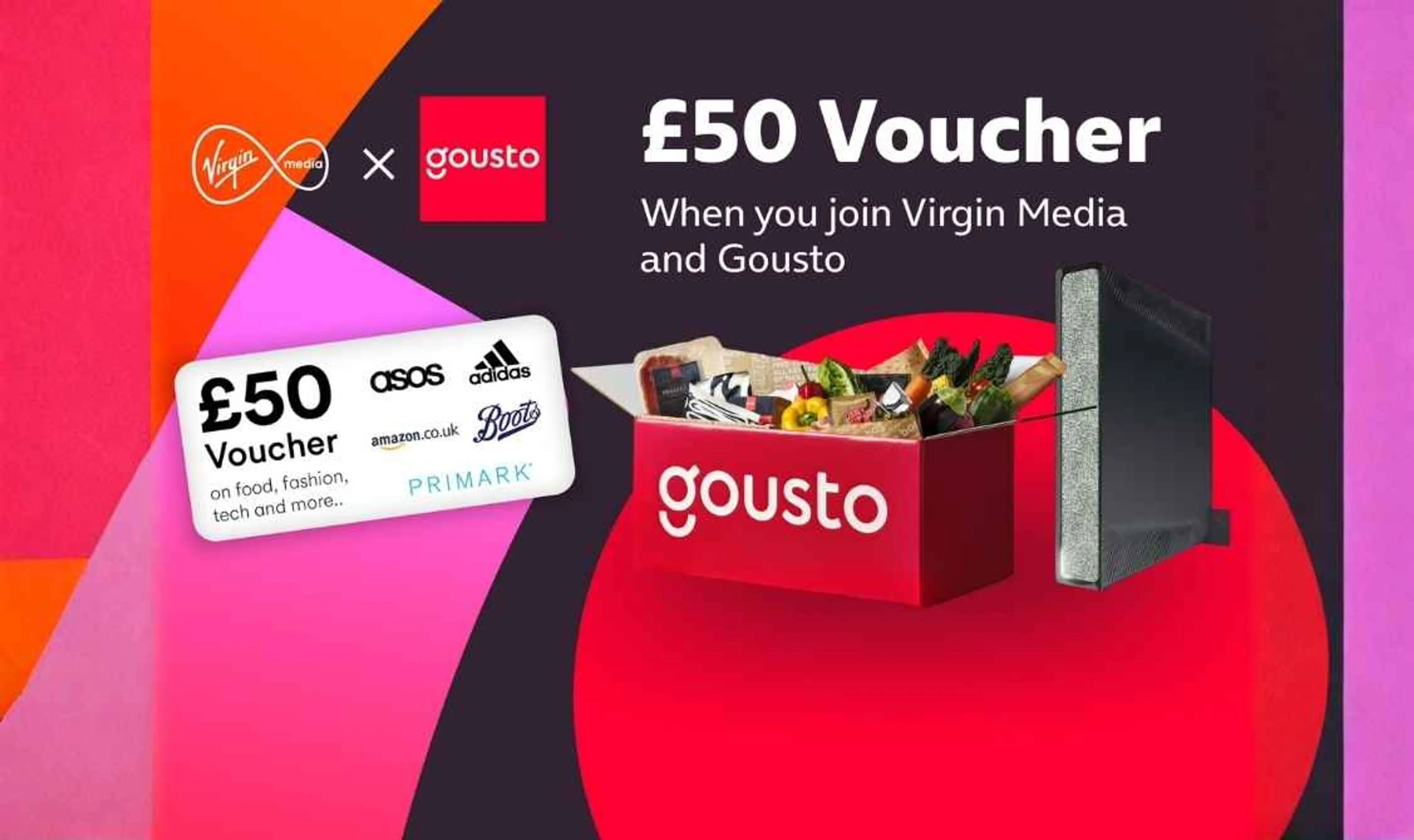 £50 Gift Voucher When You Sign Up To Virgin Media & Gousto