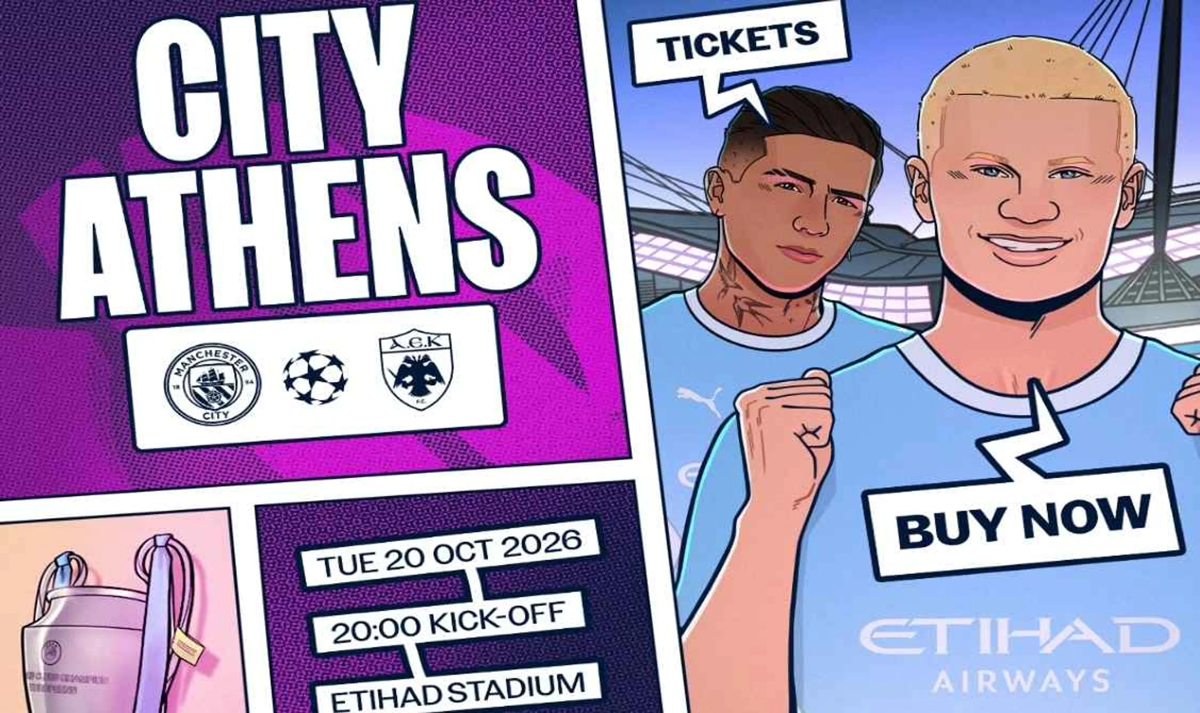 Up to £20 Off Man City v Athens tickets