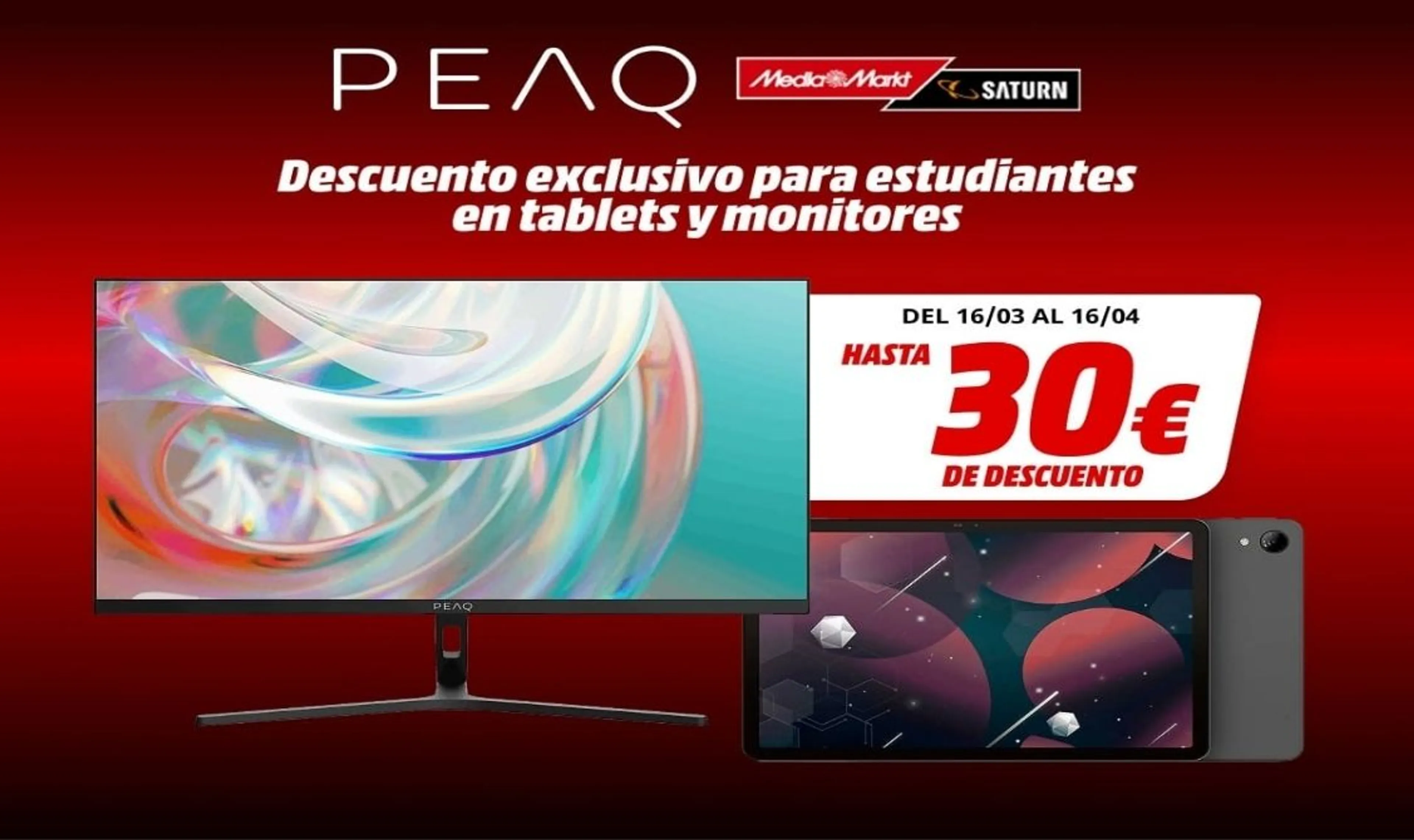 Hasta -30€ en monitores y tablets PEAQ