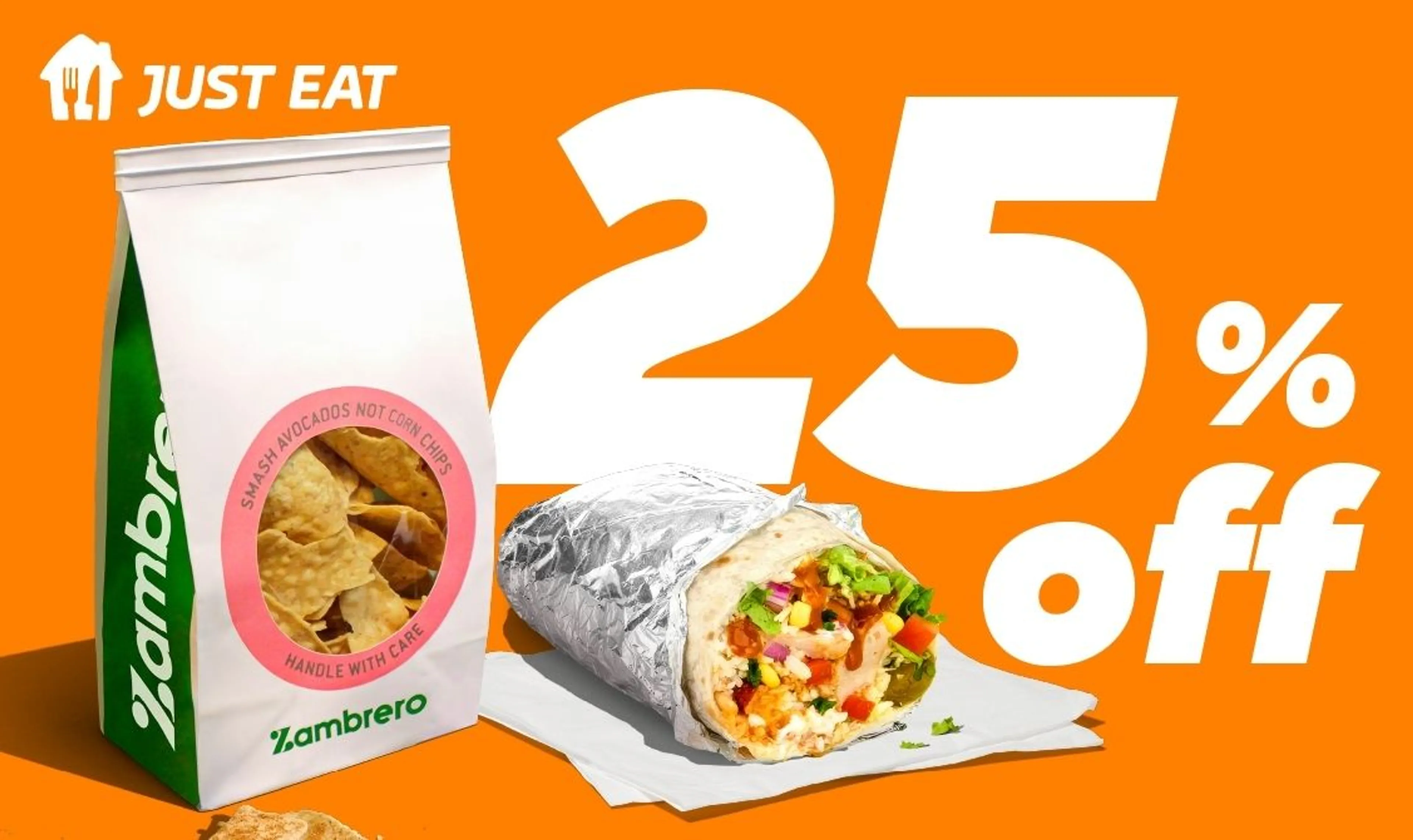 25% Off your next Zambrero order on Just Eat