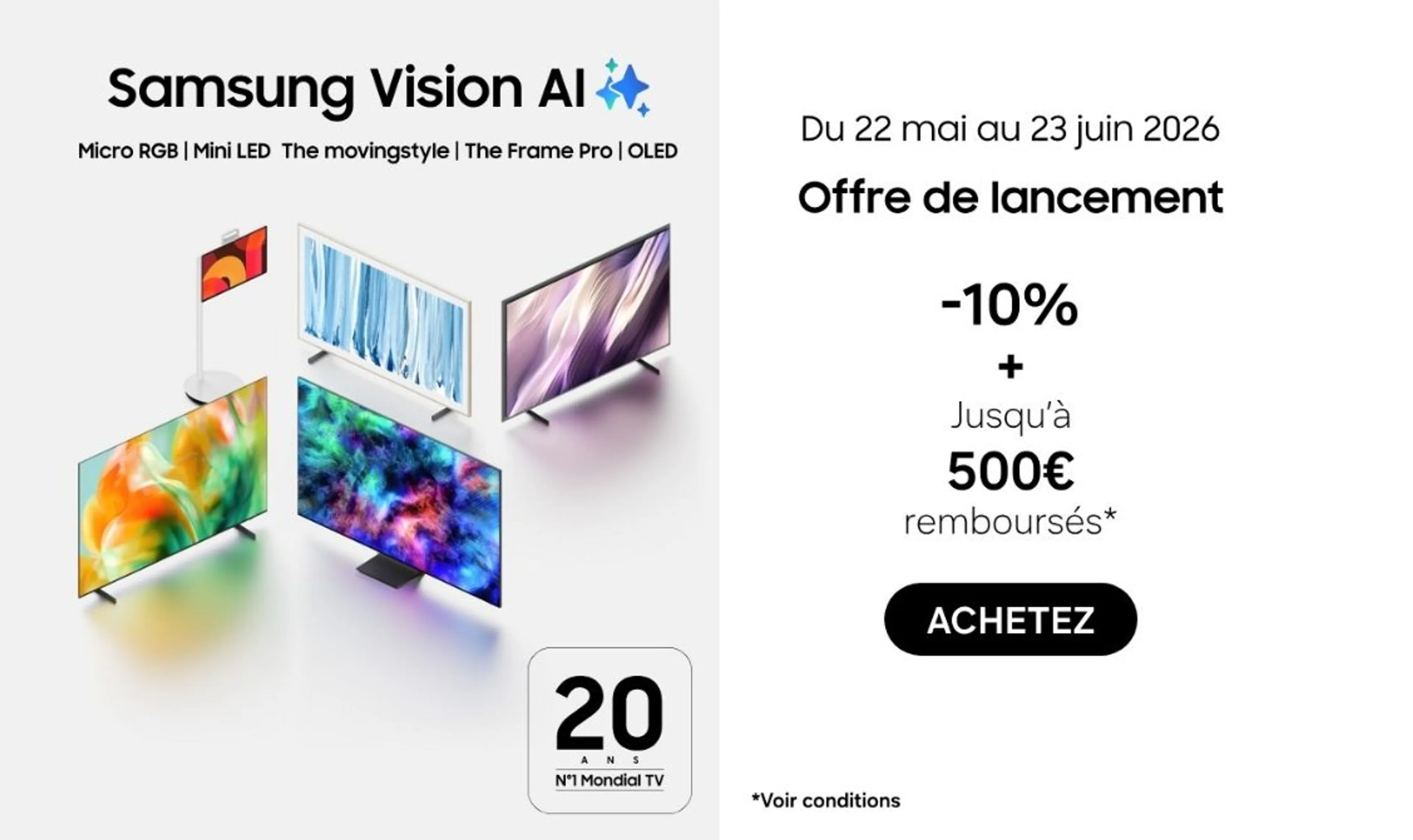 Nouvelles TV Samsung 2026 : -10%*