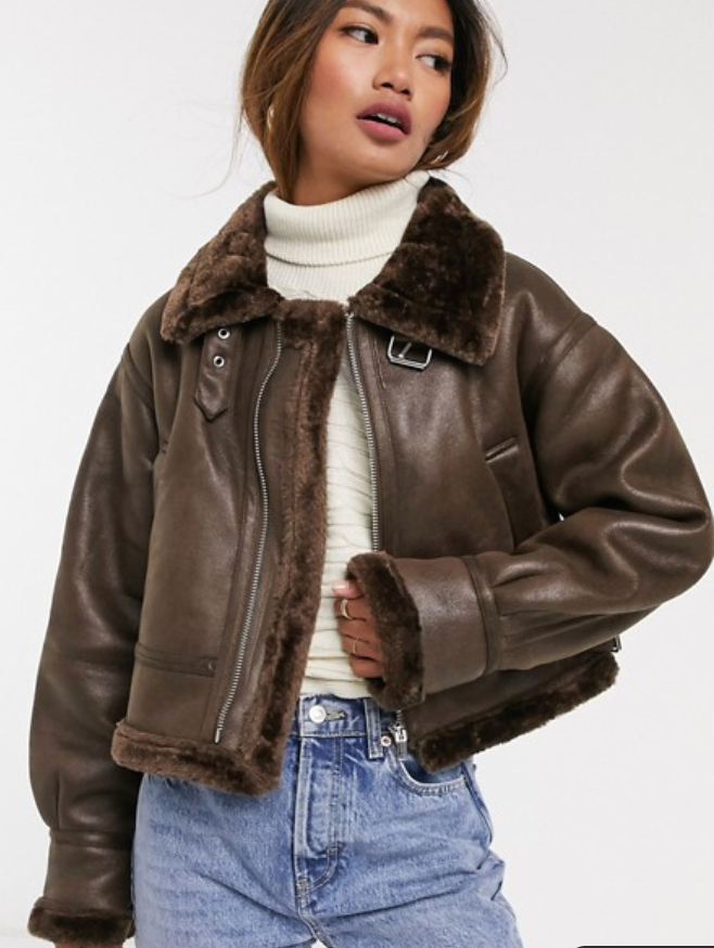 Cropped sherpa jacket