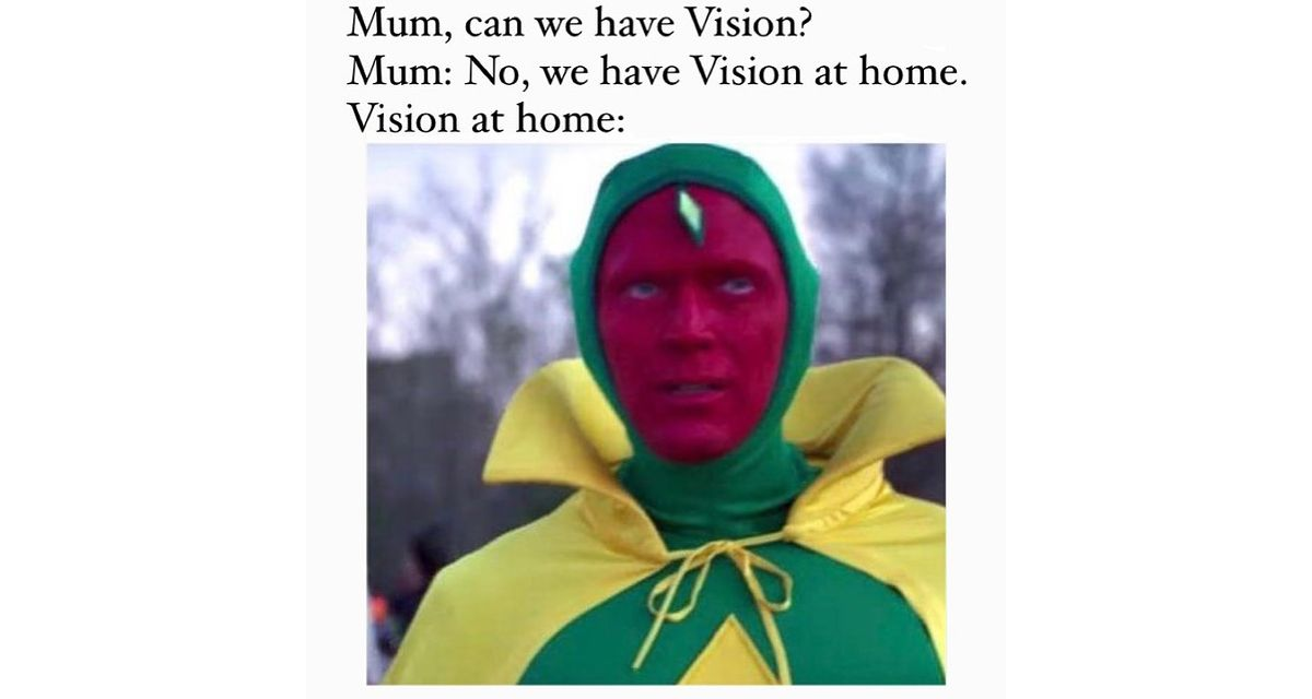 Vision at home! 🤣 Who is your favourite Marvel character?
