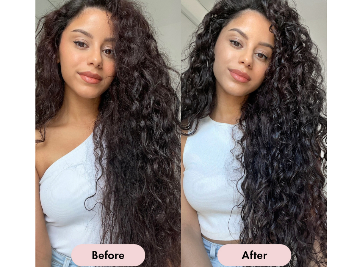 Before and after results with our S&C formula for Curly, Wavy Hair ✨