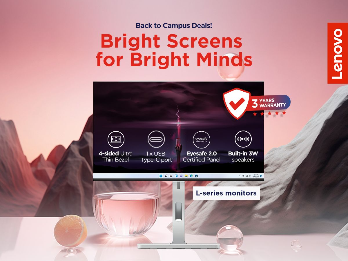 🔥 Glow up your setup with Lenovo L-Series & Gaming Monitors 🖥️