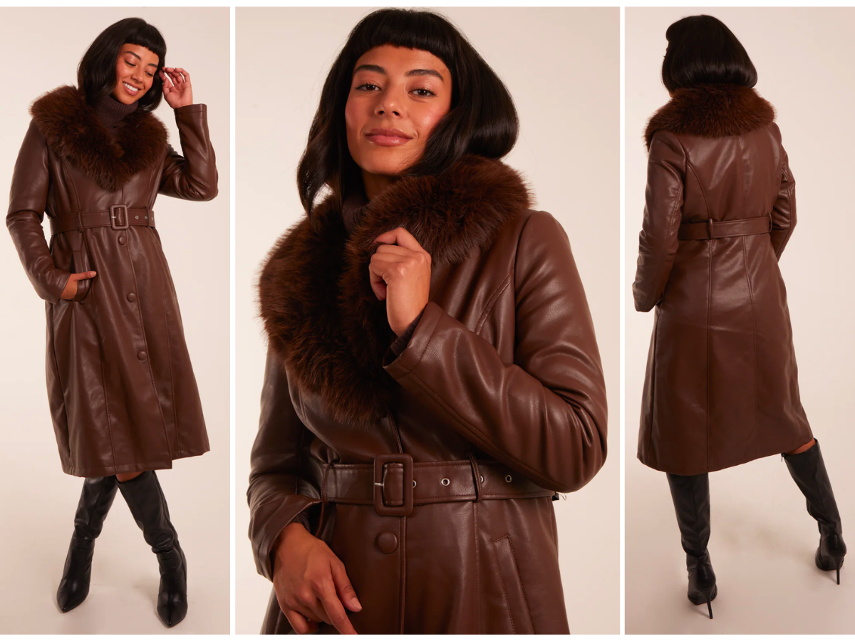 Trend Alert: Longline Leather Look Faux Fur Coat 🍂