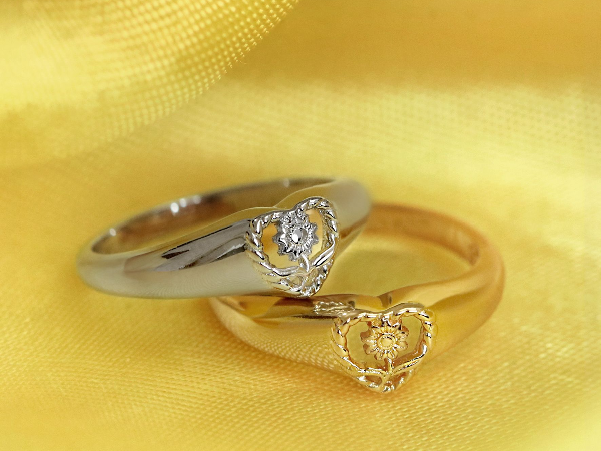 APRIL. Sunflower Heart Ring